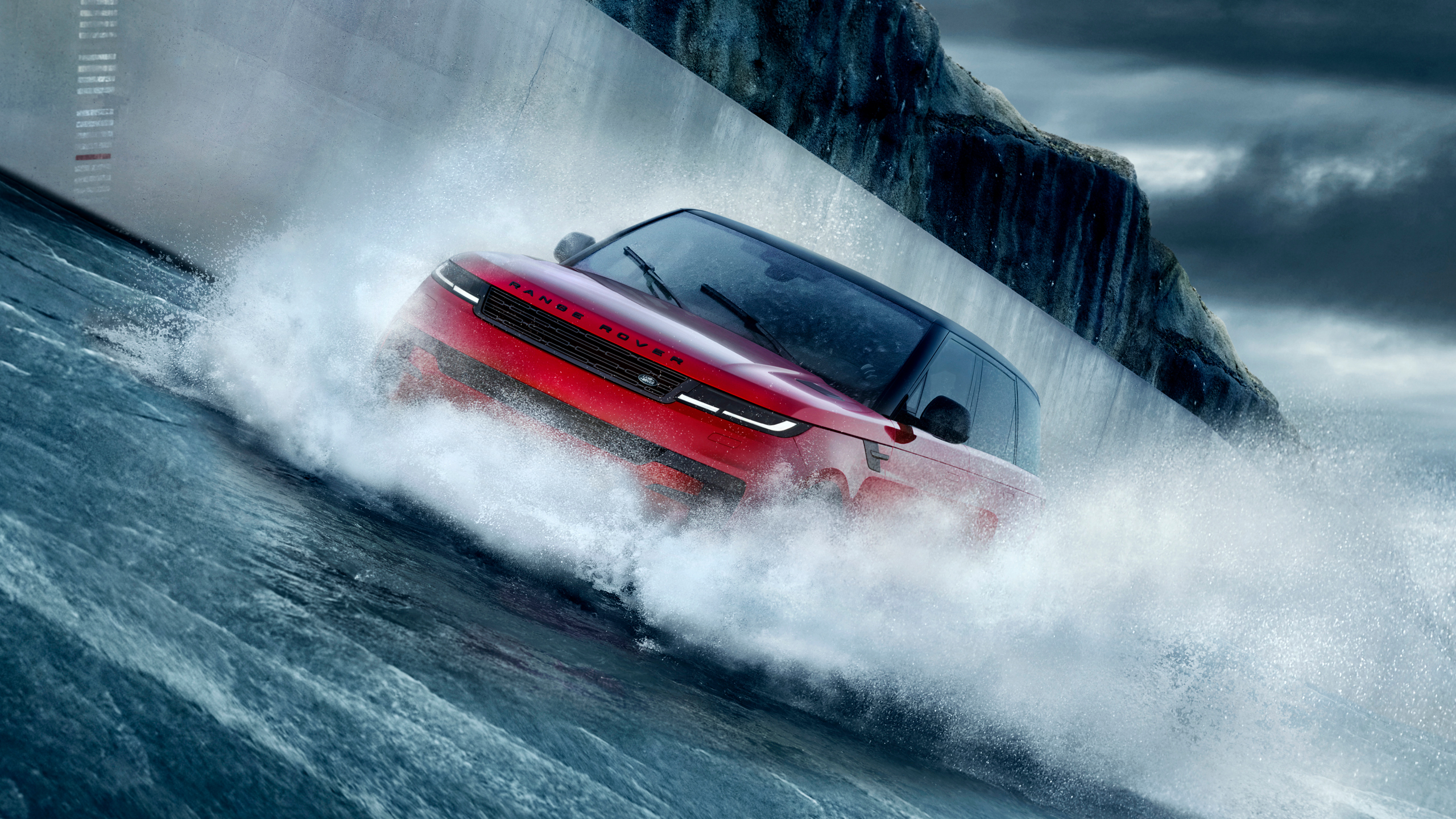 Red Range Rover Sport in Water