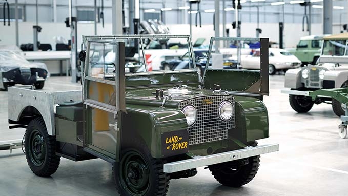 Classic Land Rovers in factory